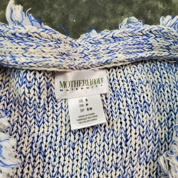 Motherhood Maternity Blue Knit Side Fringe Cardigan - Picture 2 of 5